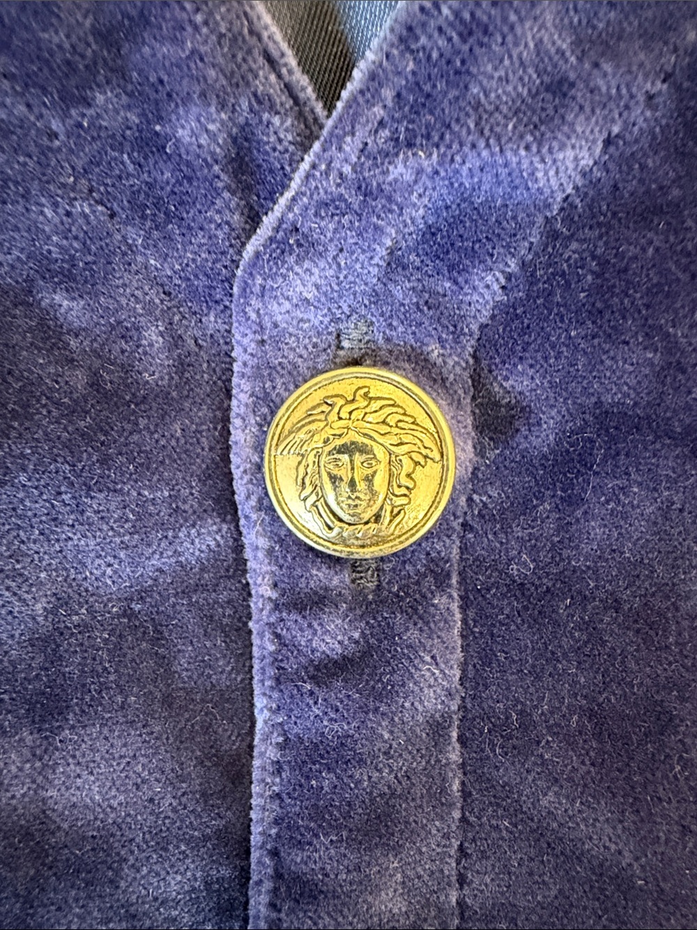 Versace Royal Blue Velvet Button Vest - Picture 3 of 3